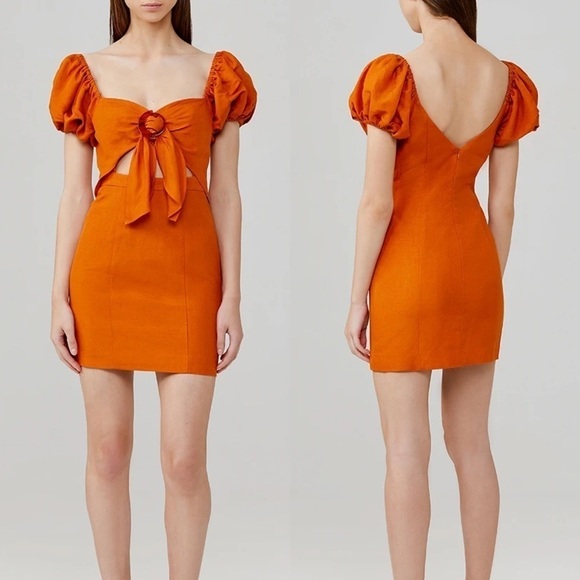Significant Other Orange Puff Sleeve Mini Dress - Picture 4 of 11